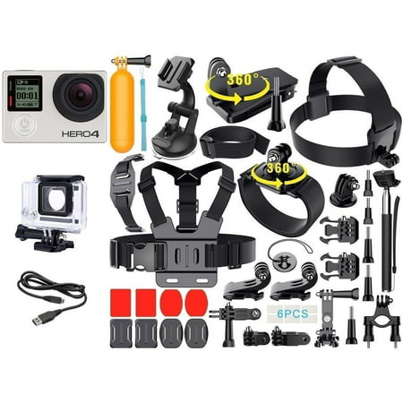 GoPro Hero 4 Silver Edition Touchscreen + 40 Pcs Extreme Sports Package Bundle!
