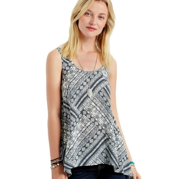 Aeropostale Womens Diagonal Jacquard Strappy Tank Top, Black, Juniors, Small