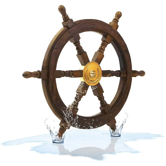 "Nautical Specials SH 8764X-VC Nautical Sheesham Wood Ship Wheel with Brass   Center Home Decoration Gifts (24"")"