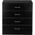 thumbnail image 3 of Knocbel Wood Dresser Simple Design Storage Nightstand with 4 Drawers for Living Room Bedroom, Easy Draw Out Smooth Glide and Silber Metal Handles, 25.98"W x 13"D x 28.7"H Black, 3 of 9