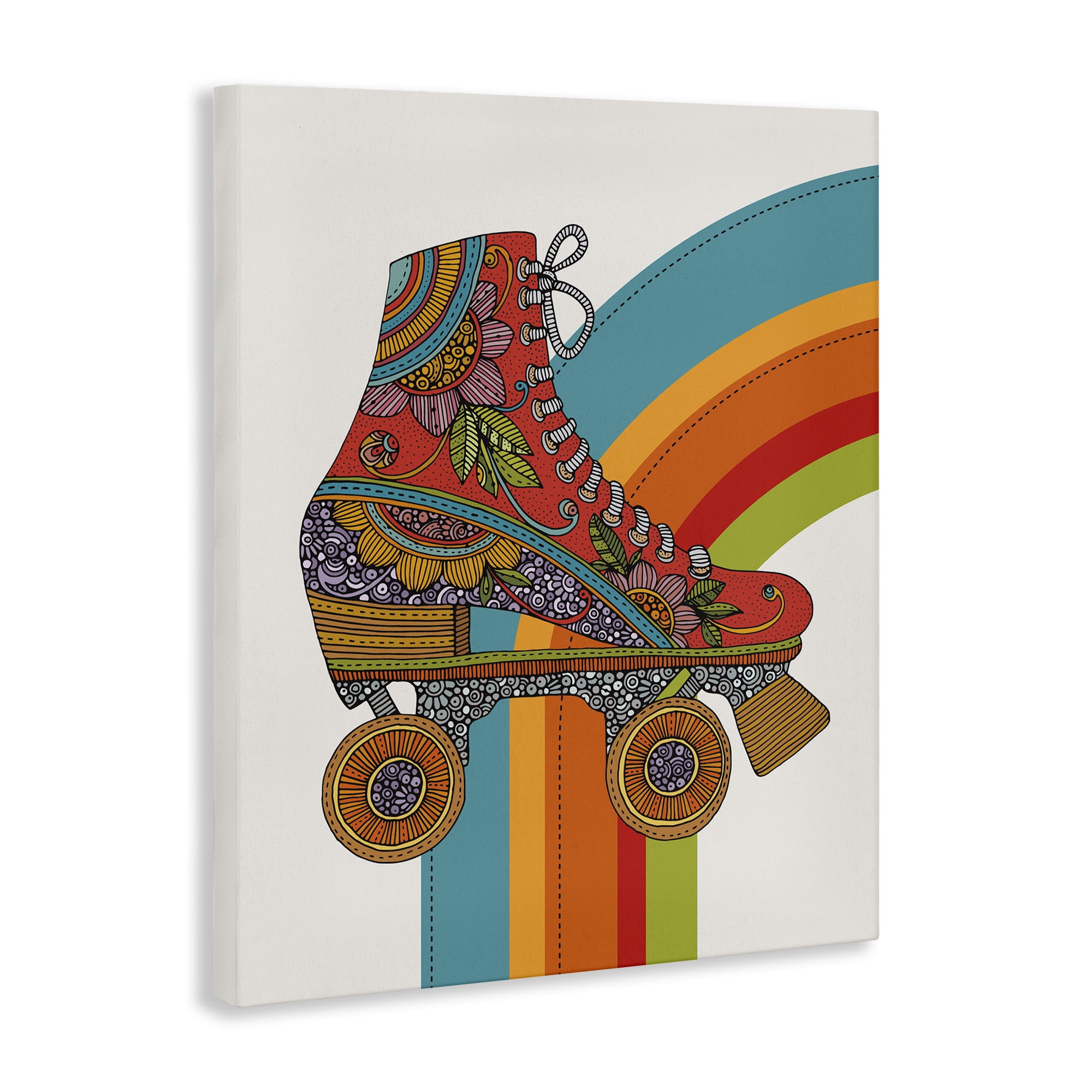Stupell Industries Vintage Boho Roller Skate Entertainment Painting Wrapped Canvas Art Print Wall Art, 30 x 40