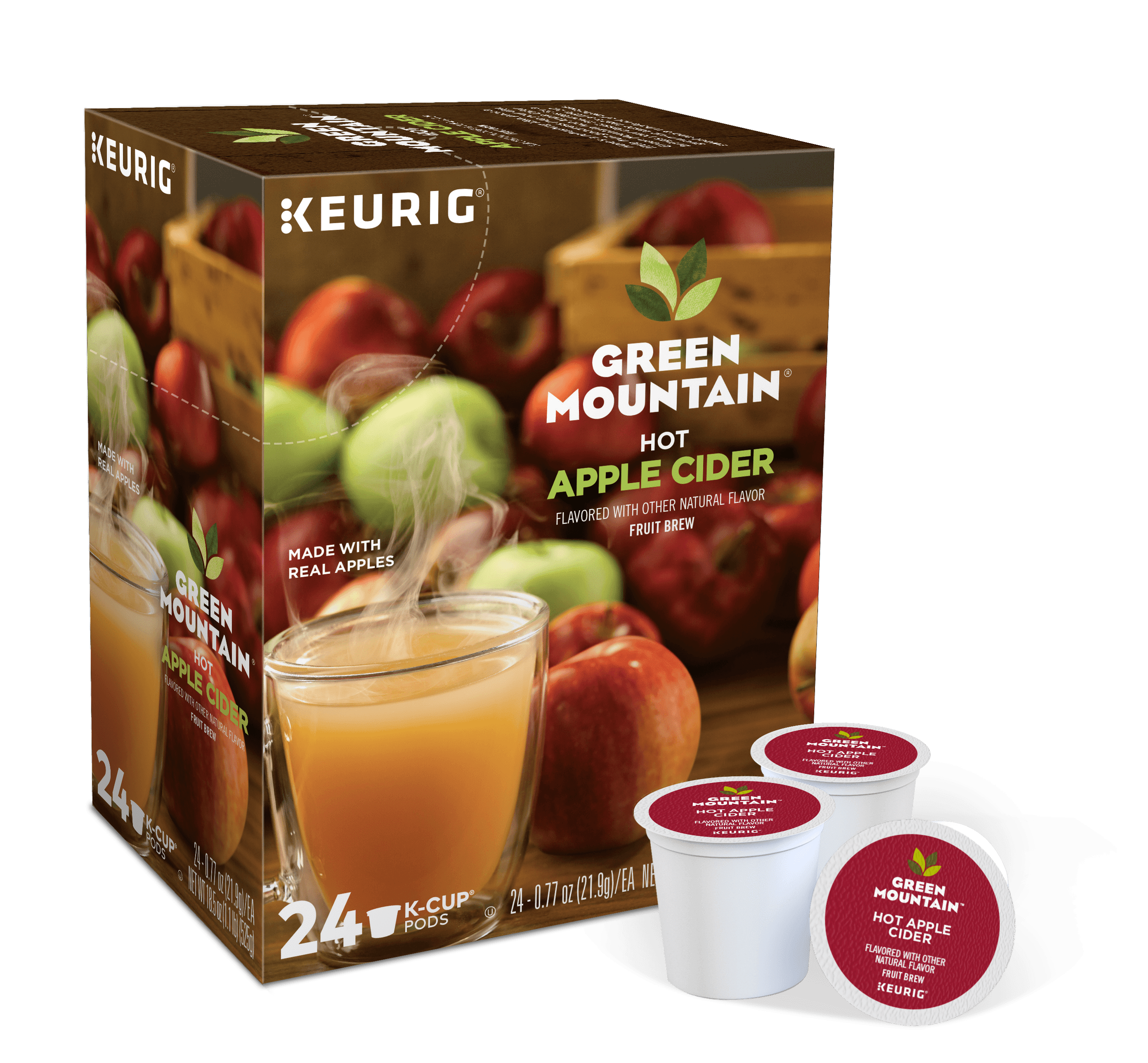 Green Mountain Naturals Hot Apple Cider KCup Pods, 24 Count for Keurig