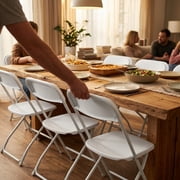 JOYMOR 10 Pack White Plastic Folding Chair, Indoor Outdoor Stackable Seat