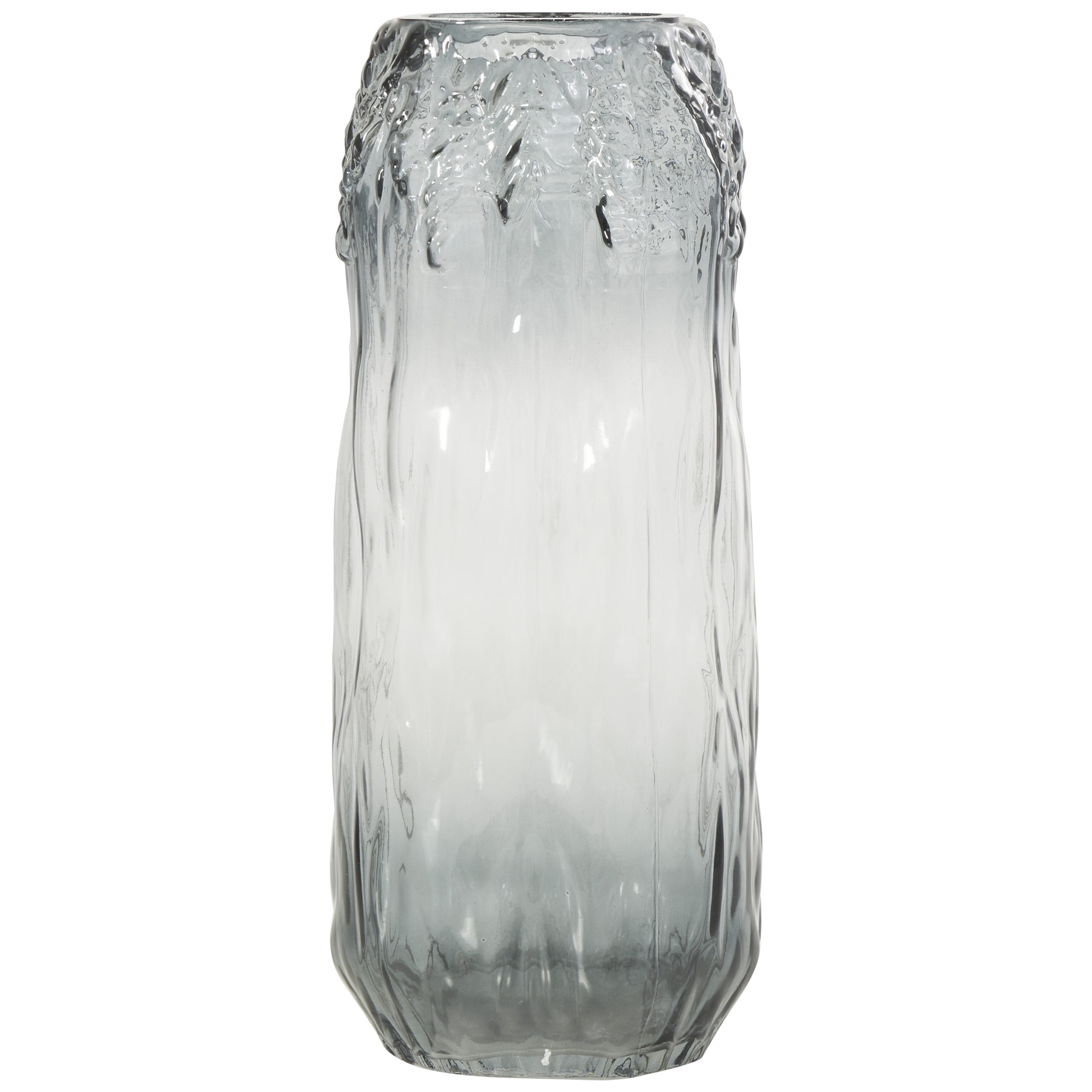 DecMode 11" Handmade Abstract Textured Rectangular Ombre Gray Glass Vase