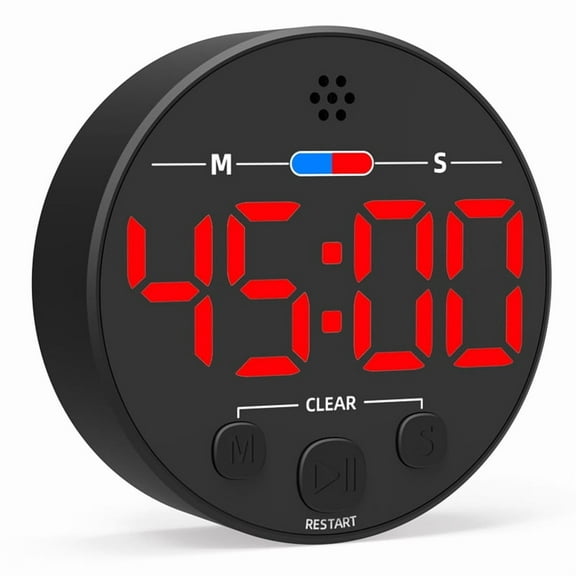 Visual Digital Timer with LED Display - Ideal for Kitchen, Classroom, Productivity, Kids - Magnetic, Loud Alarm Red