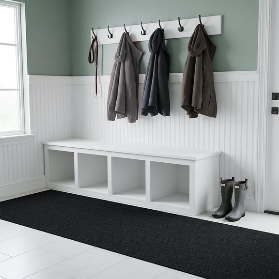 24 in. Wide x Cut-to-Length – Non-Slip, All-Weather, Heavy-Duty Utility Runner Rug – Absorbent, Dirt-Trapping, Kid and Pet Safe for Entryways and High-Traffic Areas, Black
