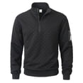 thumbnail image 3 of Ceisia Men's Regular-Fit Stand-Collar Half-Zip Checkered Texture Hoodless Sweatshirt Gift, 3 of 8