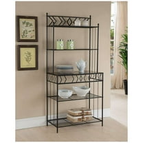 Room Designs Baker's Rack Black; Marble Contemporary Rectangle