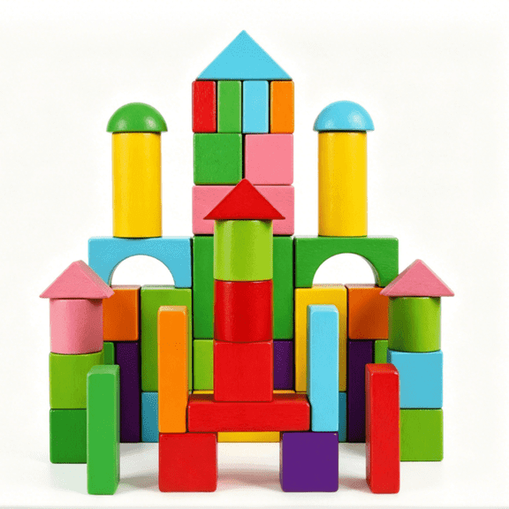 TGGPL Wooden Building Blocks, 50-Piece Set of Sorting & Stacking Toys, Montessori Wood Block Gifts For Preschool Boys & Girls, Classic Toddler Toys for Girls & Boys Ages 2