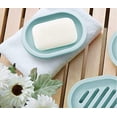 thumbnail image 6 of Syenll 2 Pack Soap Dish with Drain, Double Layer Plastic Draining Soap Holder for Bathroom Shower Kitchen (Blue), 6 of 8