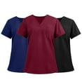 thumbnail image 7 of 3 Pack Wine Women's Healthcare Scrubs – Moisture-Wicking Stretch Shirts with Ribbed Side Panels 3XL, 7 of 7