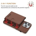 thumbnail image 2 of ELEHOLD Case for iPhone 16, 2-in-1 Detachable Magnetic Wallet Case with Card Holder, RFID Blocking Shockproof PU Leather Cover with Kickstand,Brown, 2 of 5