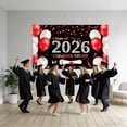 thumbnail image 6 of Class of 2026 Graduation Backdrop 6x3.6ft Black Gold Congrats Grad Banner for Photography Graduation Ceremony Party Decorations with Balloons Cake Table Banner Photo Booth Props, 6 of 6