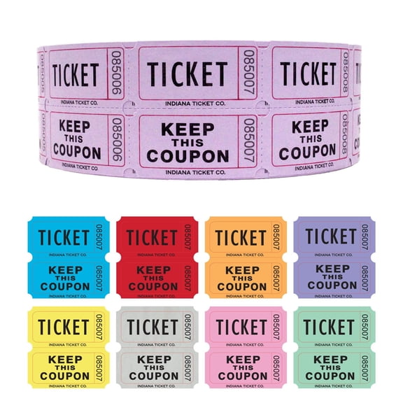 INDIANA TICKET CO. Double Roll Raffle Tickets Lt. Purple 1,000 Tickets
