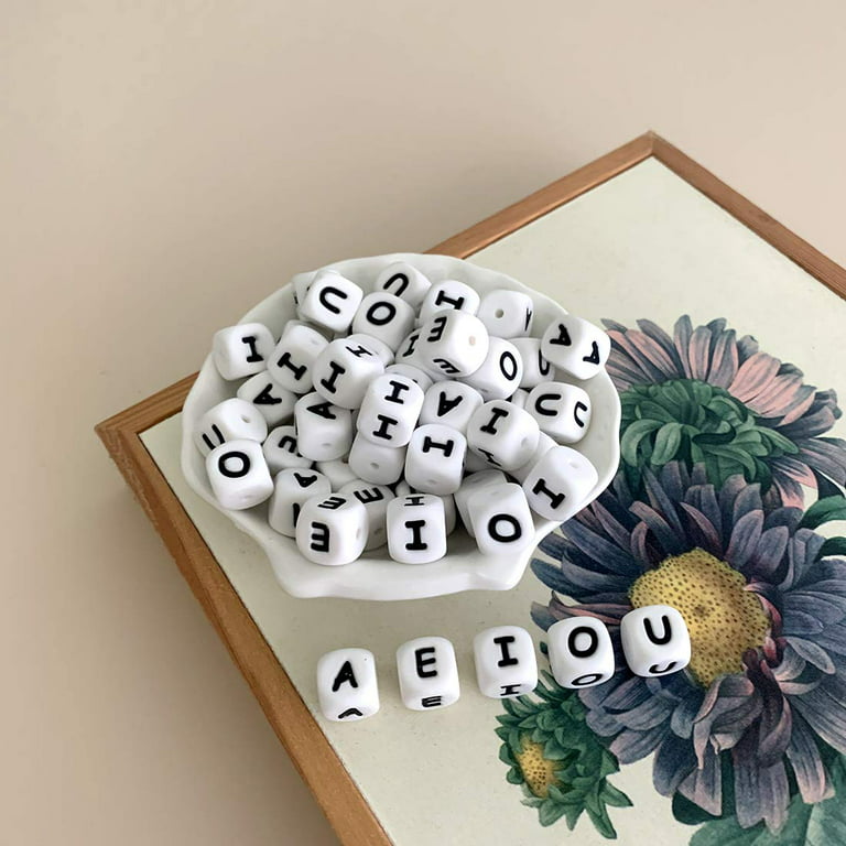 Cute-idea 20pcs Silicone Letters Beads BPA Free Baby English Alphabet Letter  Teething Beads DIY pacifier Pendant Toy Accessories