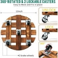 thumbnail image 5 of IdleHippo 2-Pack 12-Inch Wooden Plant Caddies with 360° Lockable Wheels, Rolling Pot Stands, Up to 170 lbs Each, 5 of 5