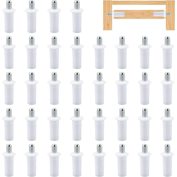 Spring Loaded Repair Pins, 36Pcs Plastic Blinds Repair Pins Cabinet Door Repair Pins Cabinet Furniture Shelf Pins Support, Dia. 6.5mm/0.26 in (White)