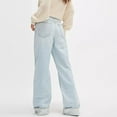 thumbnail image 6 of ABATAB Jeans for Women Wide Leg Loose fit Jeans Pants Strechy Baggy Folded Hem Trendy Denim Trousers with Pockets, 6 of 7