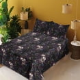 thumbnail image 2 of Ambesonne Halloween Fitted & Flat Sheet with Shams 4 Pcs Set, Spooky Skull Exotics Boho, Queen, Dark Magenta and Multicolor, 2 of 5