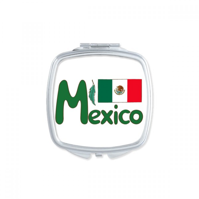 Mexico National Flag Green Pattern Square Mirror Portable Compact Pocket Makeup Double Sided Glass