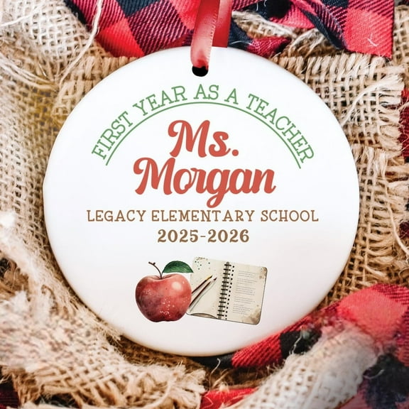 Christmas Ornaments - First Year Teacher Christmas Ornament, Personalized Keepsake for New Educators, Perfect Teacher's Gift