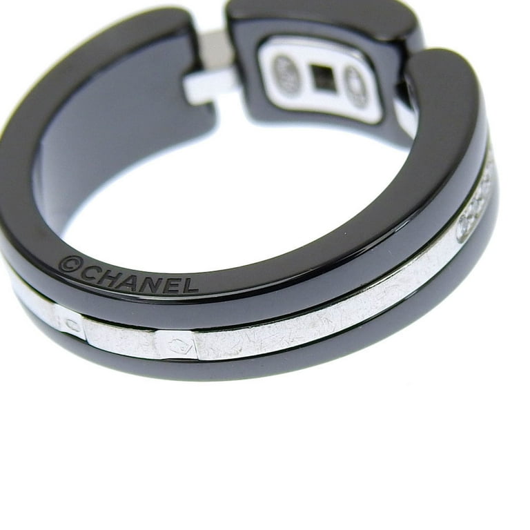 Pre-Owned Chanel CHANEL Ultra Ring K18WG Black Ceramic Melee