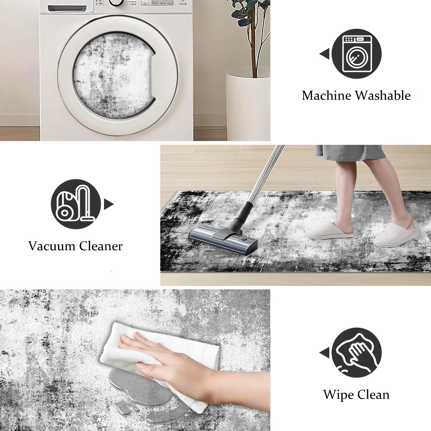3 Piece Kitchen Rug Set, Non-Slip And Washable, Abstract Pattern Kitchen Hallway Rug, Soft And Comfortable, Suitable For Sinks, Floors, Entrances, Hallways and Bathrooms