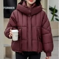 thumbnail image 6 of Fashion Winter Warm Coats for Womens Hooded Plus Size Casual Loose Solid Color Pocket Zippered Reversible Long Coat, 6 of 9