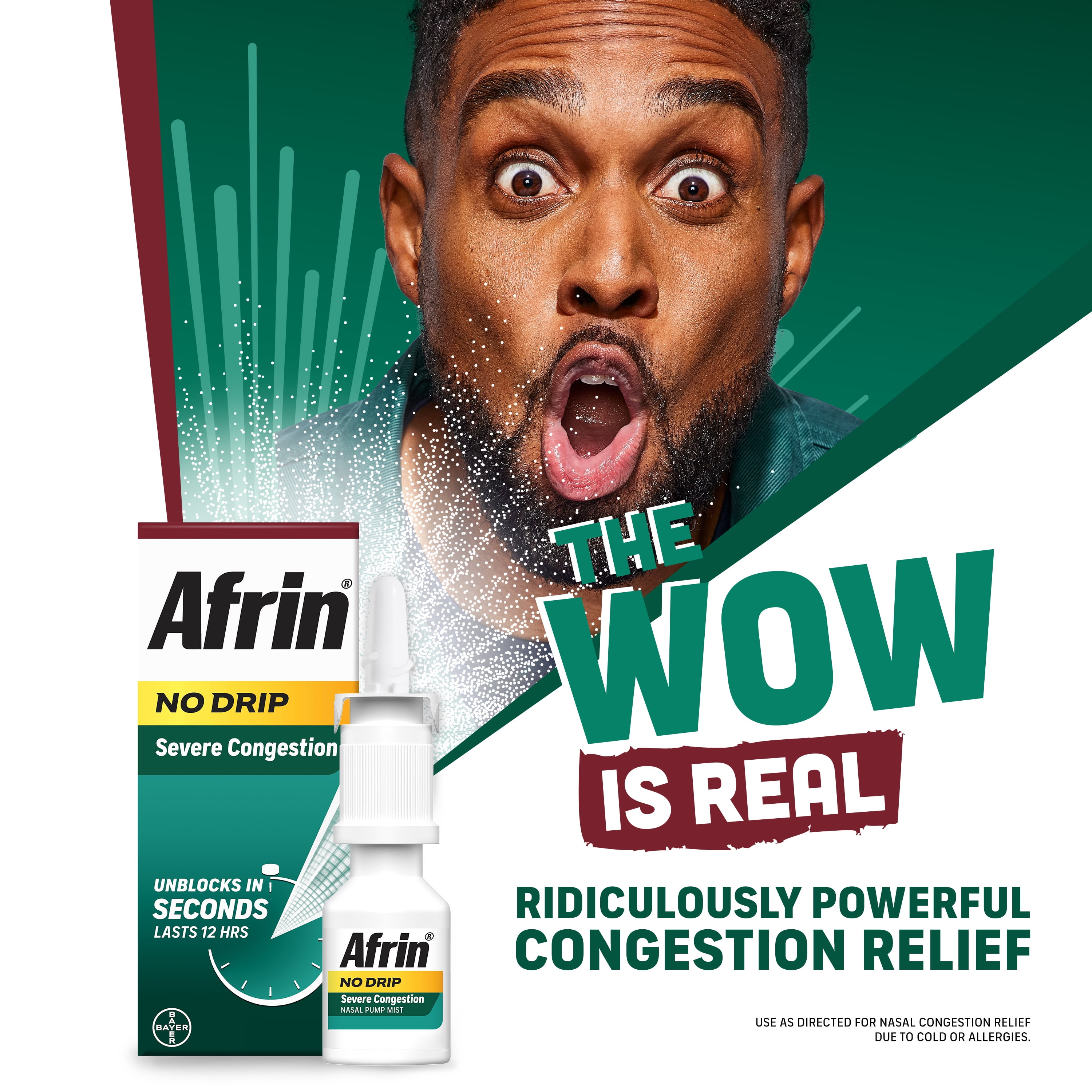 (3 pack) Afrin No Drip Severe Congestion Pump Mist Nasal Spray, 12 Hour Congestion Relief, 15 ml