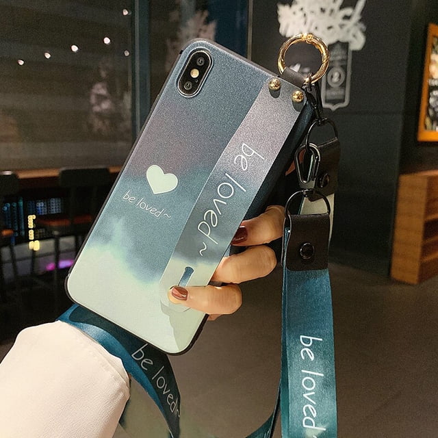 Funda con soporte de teléfono para Samsung galaxy S21 Ultra S20 FE S8 S9 S10 S20 plus NOTE 9 10 20, funda de TPU colgante con correa para la muñeca, 10x Fivean unisex
