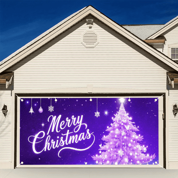 1 piece, Christmas garage door decoration, large banner for garage door cover, background for Christmas outdoor party photography, garage door mural (157.48 x70.87 inches)