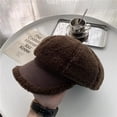 thumbnail image 6 of SikaFu Autumn And Winter New Patchwork Plush Curved Brim Beret For Women And Japanese Versatile Warmth, Retro Fashionable Temperament, Octagonal Hat Trend, 6 of 8