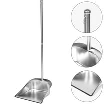 OUNONA Stainless Steel Stand-up Dustpan with Long Handle for Kitchen and Home Cleaning 1 Piece Assorted