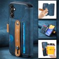 thumbnail image 6 of for Samsung Galaxy S23 FE PU Leather + TPU Wallet Case, Card Slots Wristband Kickstand RFID Blocking Anti Peeping Magnetic Clasp Full Body Protection Phone Cover for Samsung Galaxy S23 FE, Blue, 6 of 7