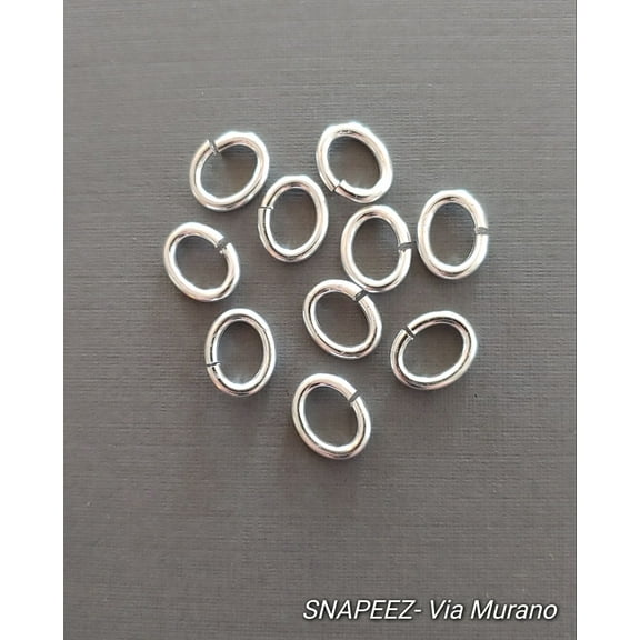 Snapeez II ULTRAPLATE 99.9% Pure Silver Plate Oval Ring Hard Open Jump Ring 10x8mm Heavy Gauge (Pk 10) Jump Rings. The Ultra Secure No Solder Jump Ring. Made in USA.