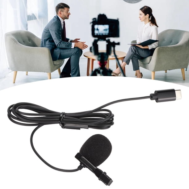 USB C Micrófono Lavalier, Micrófono Lavalier Wired Clear Sound OmnidirCional Medio Medio Ambiente TPE 4.9 Pies Cancelación de Ruido Inteligente Para Karaoke
