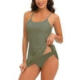 thumbnail image 2 of WREESH Womens Tankini Print Swimwear Two-Piece Slim Swimsuit Bikini Straped Swimsuits with Briefs Beach Bathing Suit Olive Green, 2 of 5