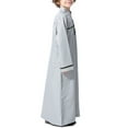 thumbnail image 4 of KAUOD Kids Muslim Midi Thobe Crew Neck Soft Pullover Abaya Robe with Pockets Button Front Plain Long Sleeve Thobe Clothes, 4 of 8