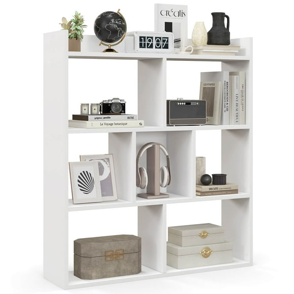 Costway 1 PCS 7-cube Bookcase Open Storage Shelf with Anti-tipping Kits for Living Room White