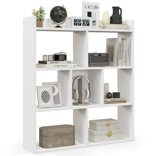 Costway Librería Abierta de 7 Cubos, Estantería de Madera Independiente con Dispositivos Anti-Vuelco, Organizador Moderno para Dormitorio, Estudio, Sala de Estar