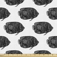 thumbnail image 1 of Underwater Fabric by the Yard, Exotic Emperor Angelfish Pattern in Hand-Drawn Style Ocean Marine, Decorative Upholstery Fabric for Chairs & Home Accents, Charcoal Grey and White by Ambesonne, 1 of 5