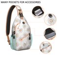 thumbnail image 2 of Daisy Artwork Crossbody Bag for Women - Cute Retro Boho Shoulder Backpack with Anti-Theft Pockets - Wildflower Print Hiking Bag for Outdoor Enthusiasts, 2 of 5