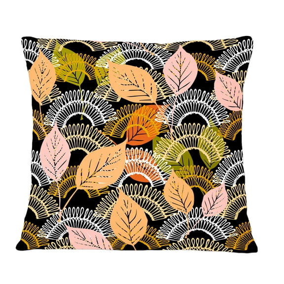 Designart Autumn leaves lace textured pattern' Mid-Century Modern Throw Pillow - 12x20