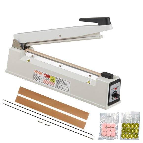 VEVOR Impulse Sealer 12 inch, Manual Heat Sealing Machine with Adjustable Heating Mode, Aluminum Shrink Wrap Bag Sealers for Plastic Mylar PE PP Bags