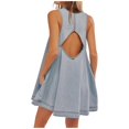 thumbnail image 6 of Women's Casual Dresses Denim Sleeveless Ruffles Backless Flowy Mini Jean Dress with Pockets Light Blue Beach Long Outfits S, 6 of 9