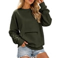 thumbnail image 4 of Tqcoqu Women's Crew Neck Oversized Sweatshirt, Long Sleeve Pullover with Zipper Kangaroo Pocket Casual Top, 4 of 9