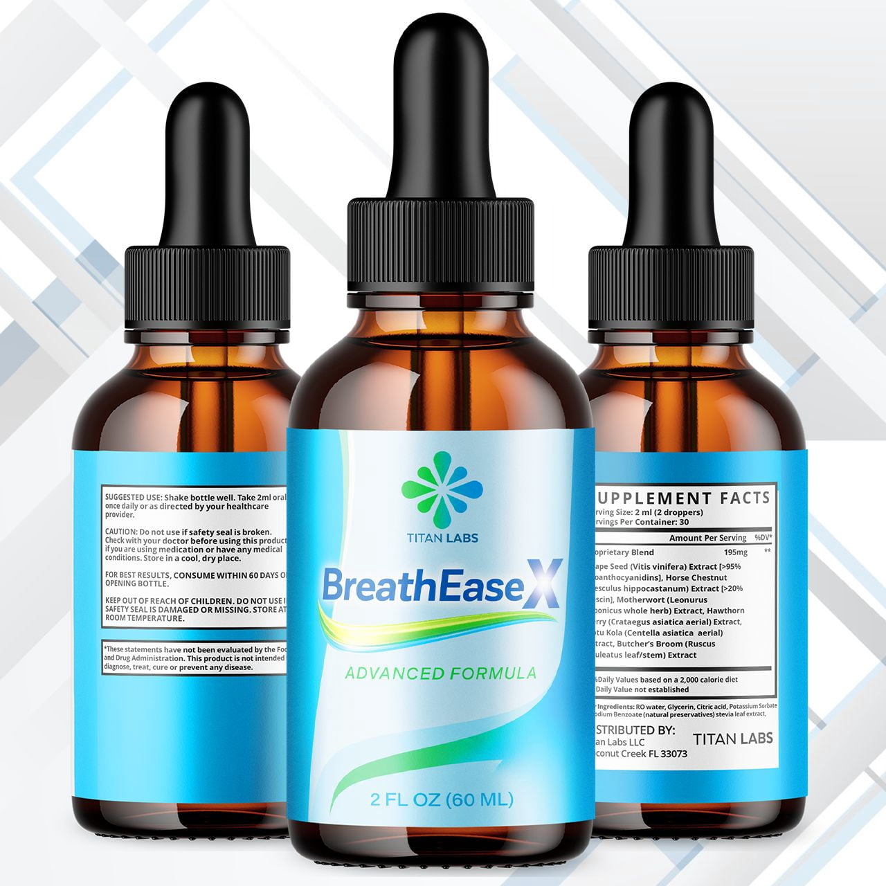 BreathEaseX Respiratory Blend Drops Advanced Formula Lung Support Breath Ease X 60 Servings