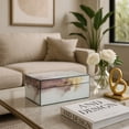 thumbnail image 3 of Modern Decorative Box with Lid for Home Decor - Jewelry Storage Box and Keepsake Organizer with Marble-Inspired Finish - Compact Design for Desk, Vanity, or Entryway Table - 3" White & Gold, 3 of 15