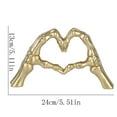 thumbnail image 5 of SDJMa Halloween Desk Statues, Gold Halloween Skeleton Hand Gesture Decoration, Halloween Heart Shape Skull Hand Modern Art Sculpture for Home Shelf Decor Table Centerpiece, 5 of 7