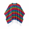 thumbnail image 4 of Mens Workout Shirt Mexican Cape Cape Ethnic Print Striped Fringe Poncho Mens Sprimg Clothing,Red,One Size, 4 of 4
